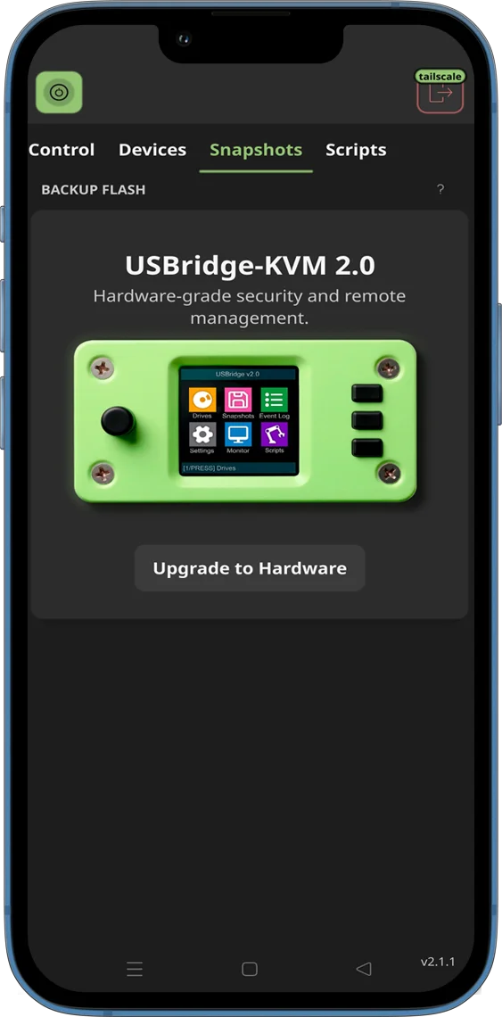 Mobile web app client dashboard interface showing Snapshots