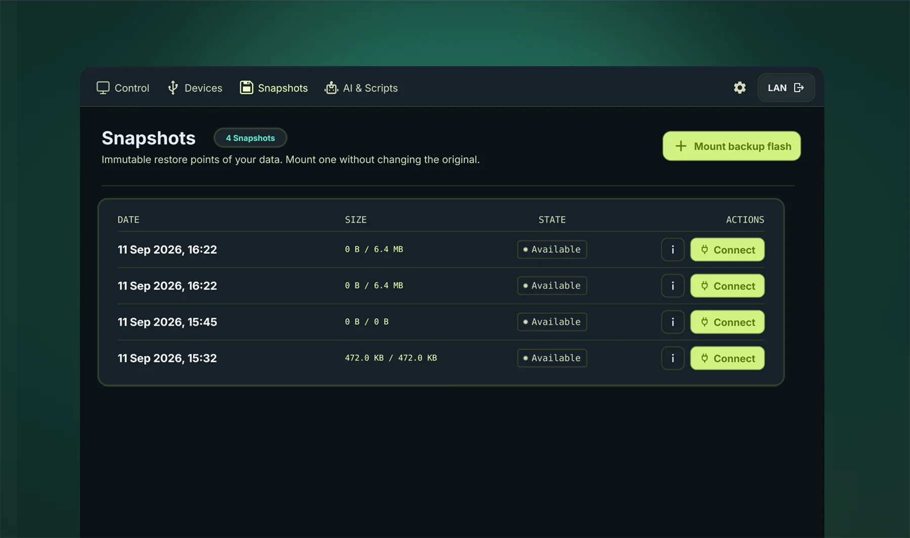 USBridge Immutable Snapshots and Btrfs